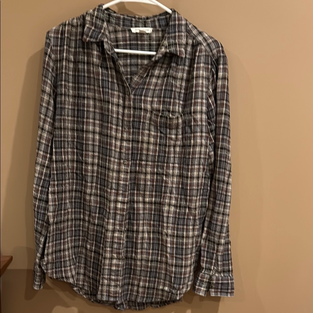 Beachlunchlounge Black,Brown and Gray Button Down Shirt